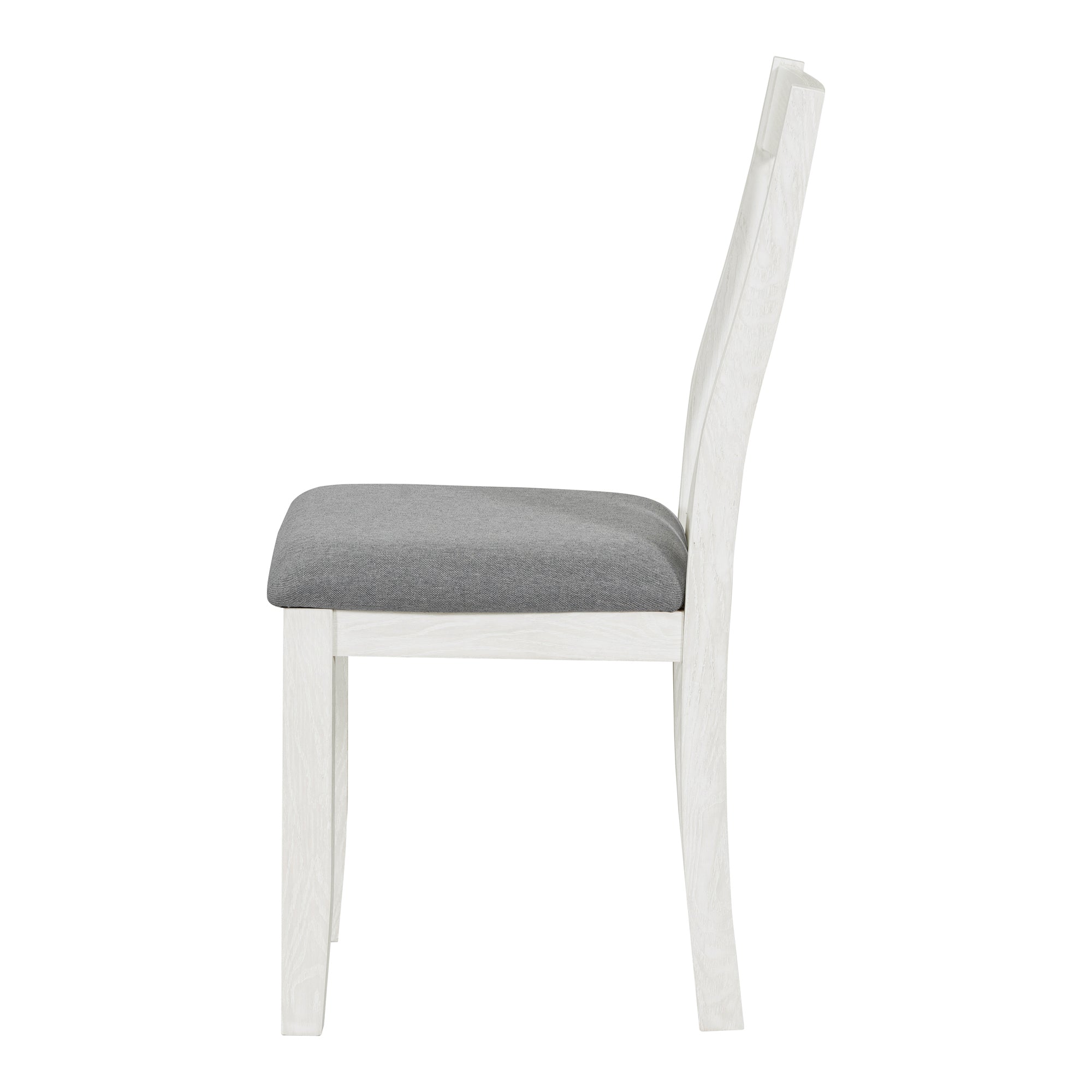 TREXM Retro 7-Piece Extendable Dining Table Set with 6 Upholstered Chairs, Antique Brown Oak Veneer & White Legs, Solid Rubberwood & Pine Construction for Dining Room & Gatherings