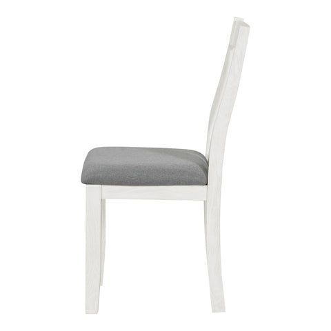 TREXM Retro 7-Piece Extendable Dining Table Set with 6 Upholstered Chairs, Antique Brown Oak Veneer & White Legs, Solid Rubberwood & Pine Construction for Dining Room & Gatherings