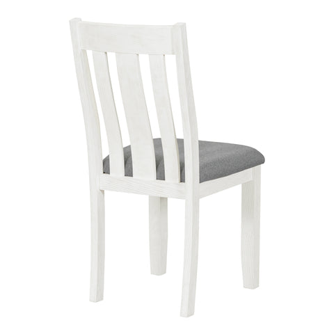 TREXM Retro 7-Piece Extendable Dining Table Set with 6 Upholstered Chairs, Antique Brown Oak Veneer & White Legs, Solid Rubberwood & Pine Construction for Dining Room & Gatherings