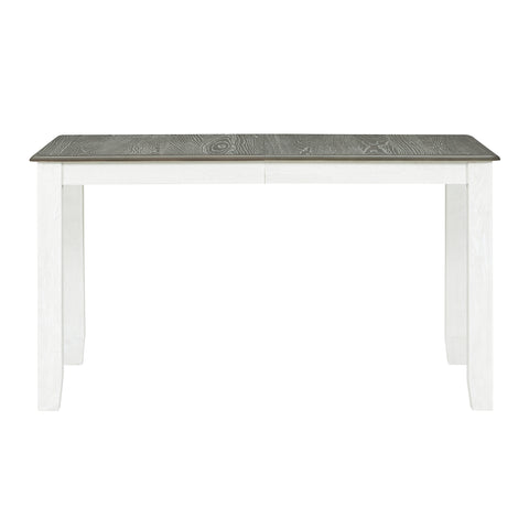 TREXM Retro 7-Piece Extendable Dining Table Set with 6 Upholstered Chairs, Antique Brown Oak Veneer & White Legs, Solid Rubberwood & Pine Construction for Dining Room & Gatherings