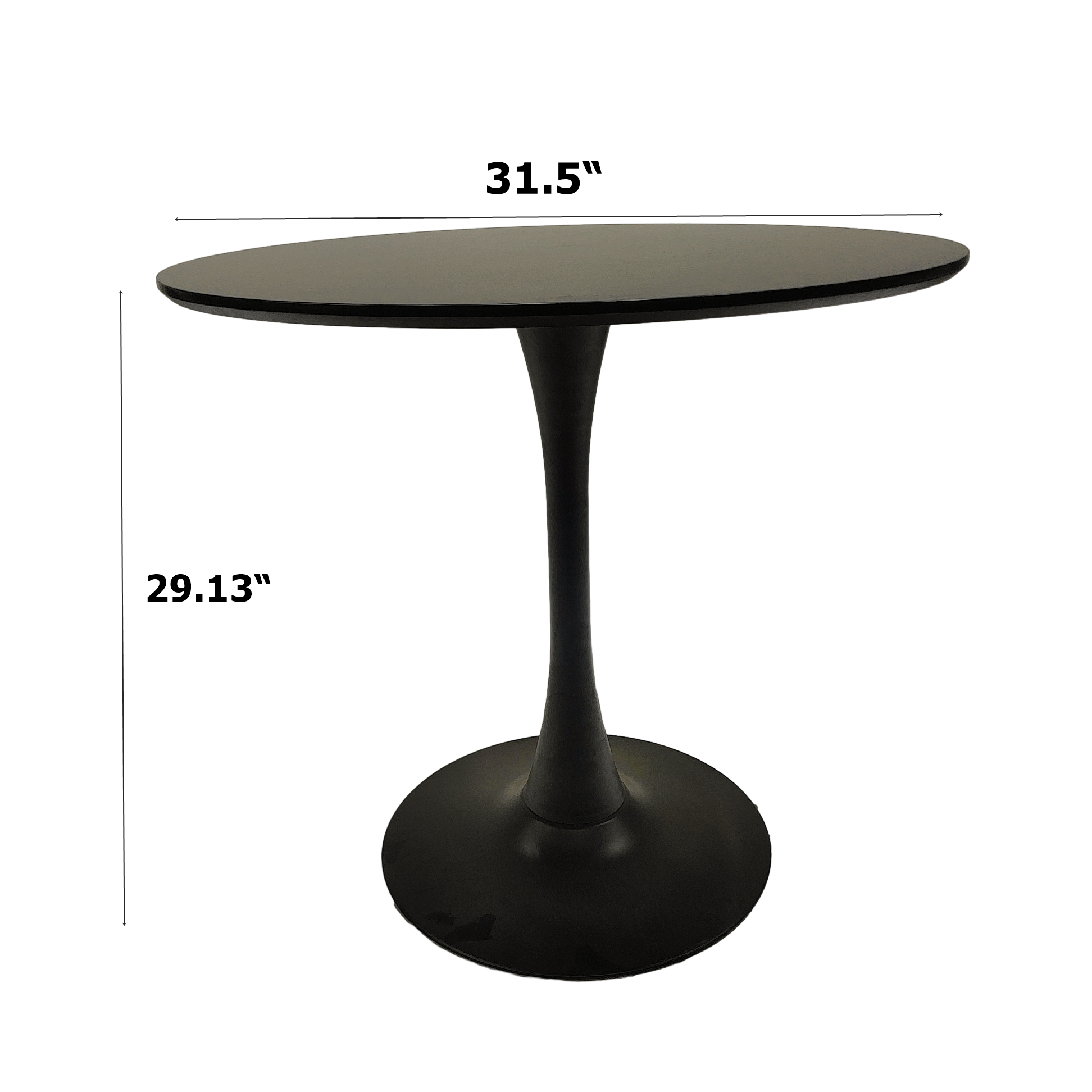 31.5" Round Dining Table Set for 4 | Modern MDF Black Table with Durable Metal Legs & 4 Suede Upholstered Chairs | Ideal for Dining Room, Restaurant, Cafe | Easy Clean, Comfortable Seating