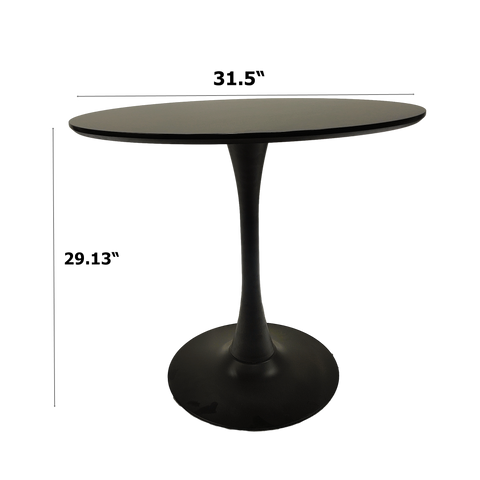 31.5" Round Dining Table Set for 4 | Modern MDF Black Table with Durable Metal Legs & 4 Suede Upholstered Chairs | Ideal for Dining Room, Restaurant, Cafe | Easy Clean, Comfortable Seating