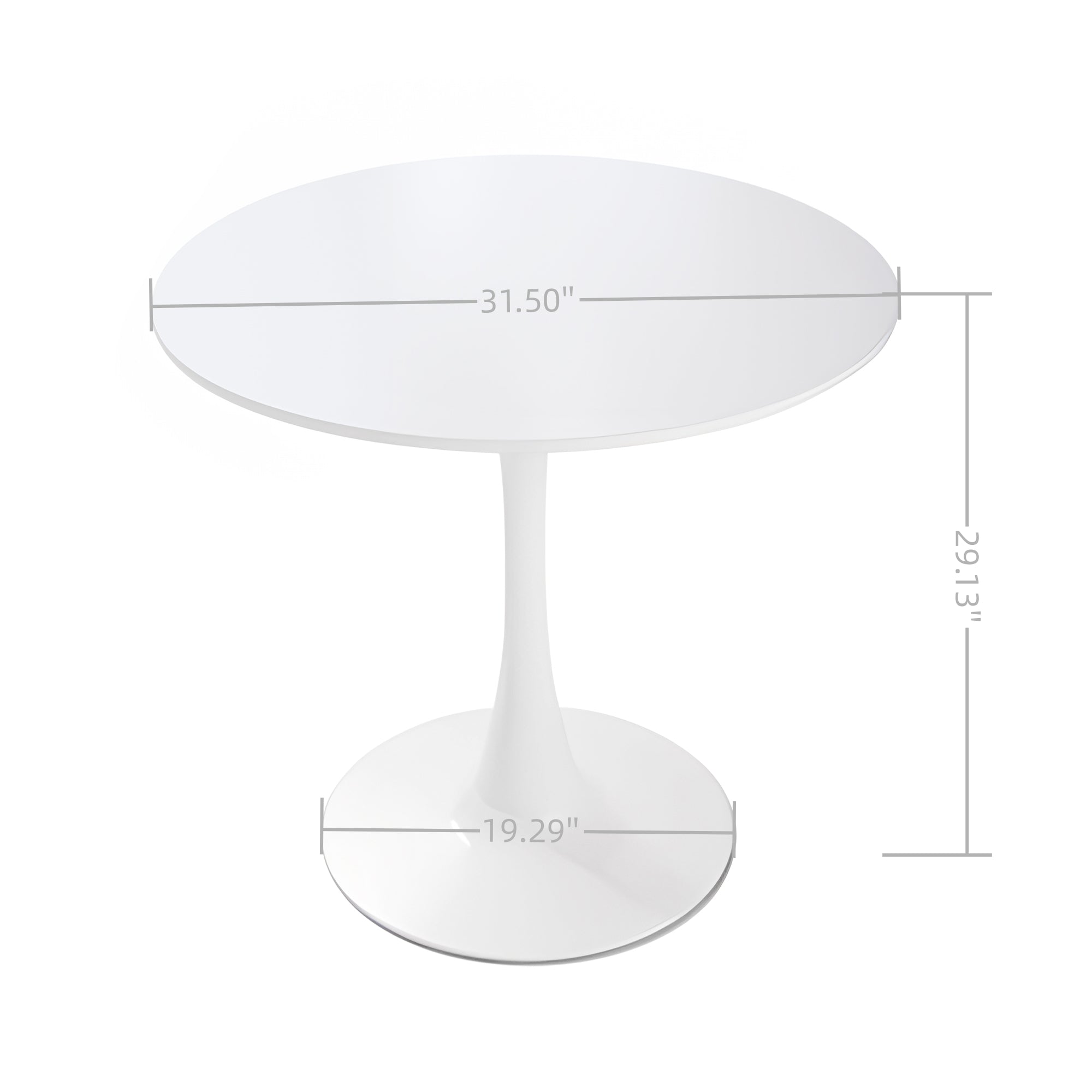31.5" Round Dining Table Set for 2-4 | Off-White MDF Top, White Metal Legs | 2 Upholstered Faux Fur Chairs | Modern Kitchen, Reception Room Furniture | Easy Assembly