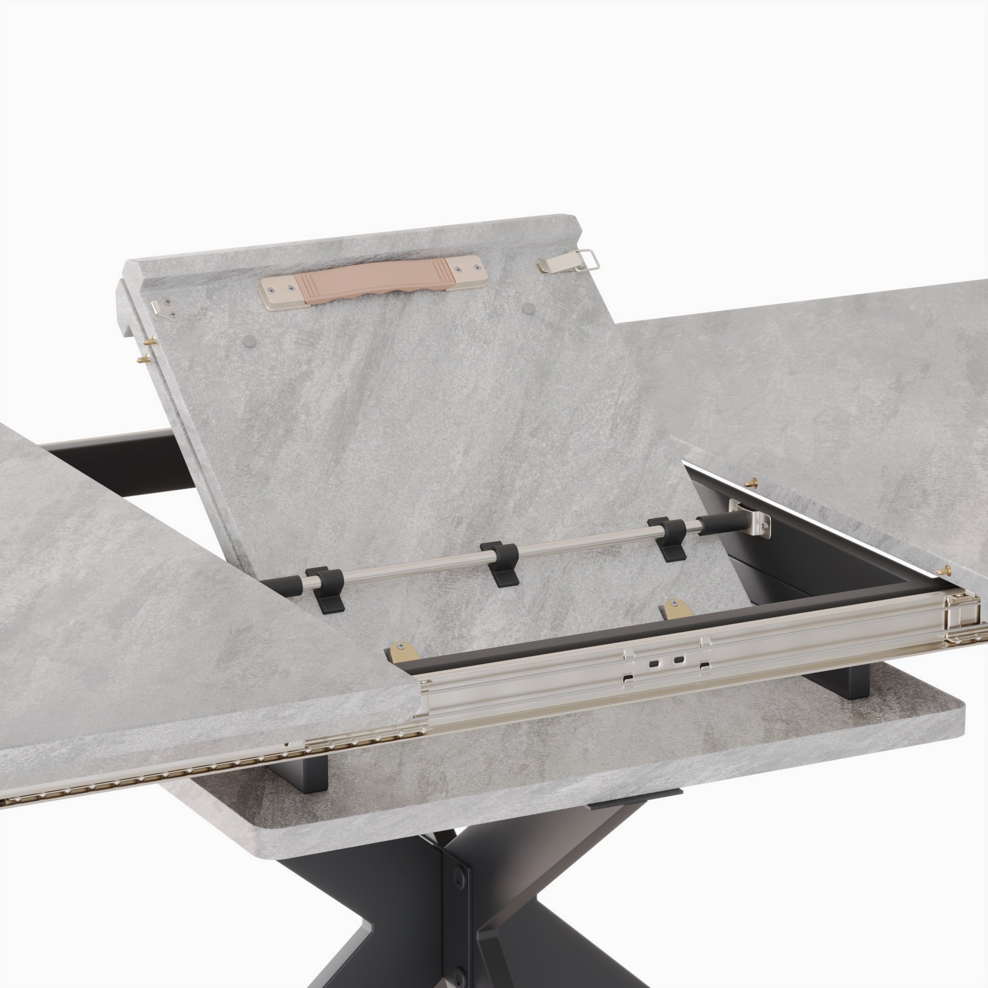 Expandable Dining Table Set for 6-8, 62.4"-78.15" MDF Kitchen Table with Padded Armless Chairs, Grey Metal Legs, Modern Dining Room Furniture for Home & Gatherings