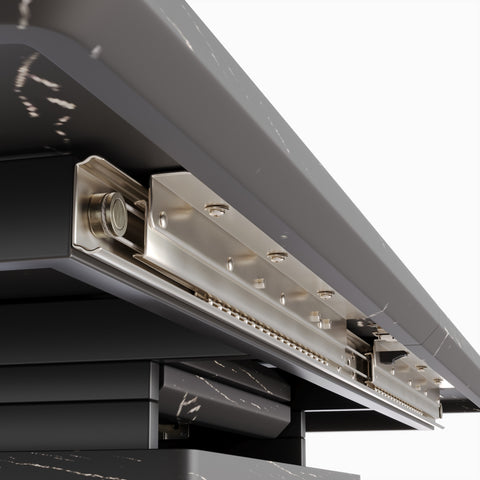 Expandable 62.4"-78.15" Dining Table Set for 6-8, Modern MDF Kitchen Table with Black Metal Legs & Padded Armless Chairs, Gray/Black, Dining Room & Kitchen Use