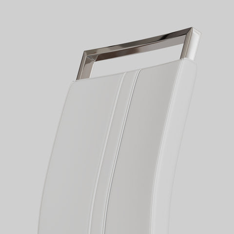 63" Cream MDF Dining Table Set for 6: Modern PU Armless Chairs with Silver Metal Legs, Mid-Century Style, Stain-Resistant Top, Ideal for Home Kitchen & Dining Room Gatherings