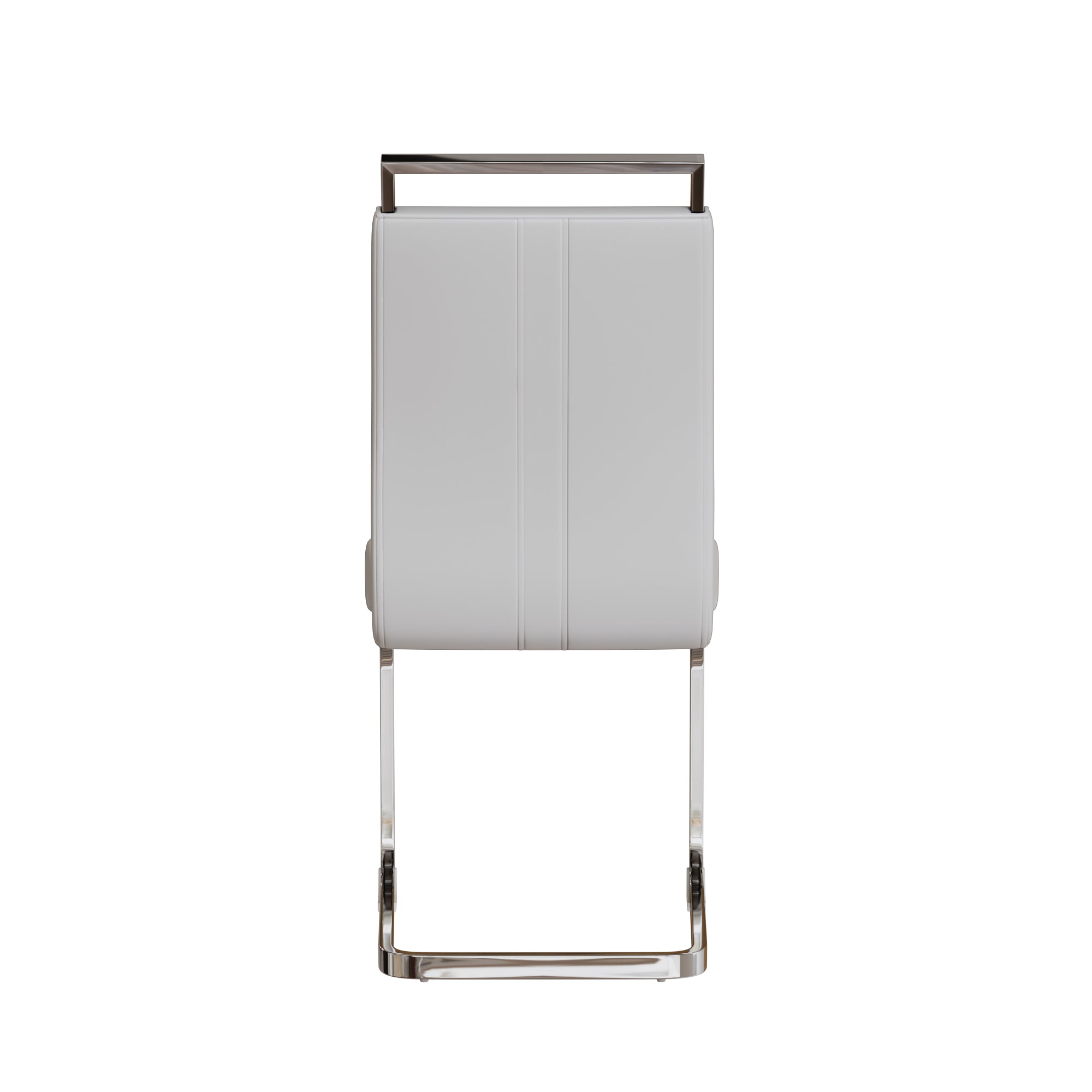 63" Creamy White MDF Dining Table Set for 6-8, Modern Mid-Century Style PU Leather Armless Chairs with Silver Metal Legs, Perfect for Home Kitchen & Dining Room