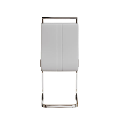 63" Creamy White MDF Dining Table Set for 6-8, Modern Mid-Century Style PU Leather Armless Chairs with Silver Metal Legs, Perfect for Home Kitchen & Dining Room