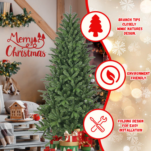 6ft Full Lush Artificial Christmas Tree - Hinged Pine with 1168 PE+PVC Mixed Needles, Easy Assembly Holiday Decor with Sturdy Metal Stand - Perfect for Indoor Christmas Celebrations, Green
