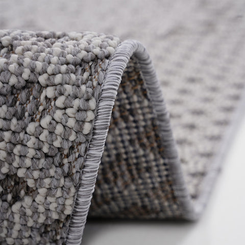 Guros Collection 5'x7 Indoor/Outdoor Area Rug: Stain-Resistant Polypropylene Medallion Gray/White, Durable & Easy-Clean for Living Room, Patio, Entryway, Kid & Pet-Friendly, Medium Pile (0.28")