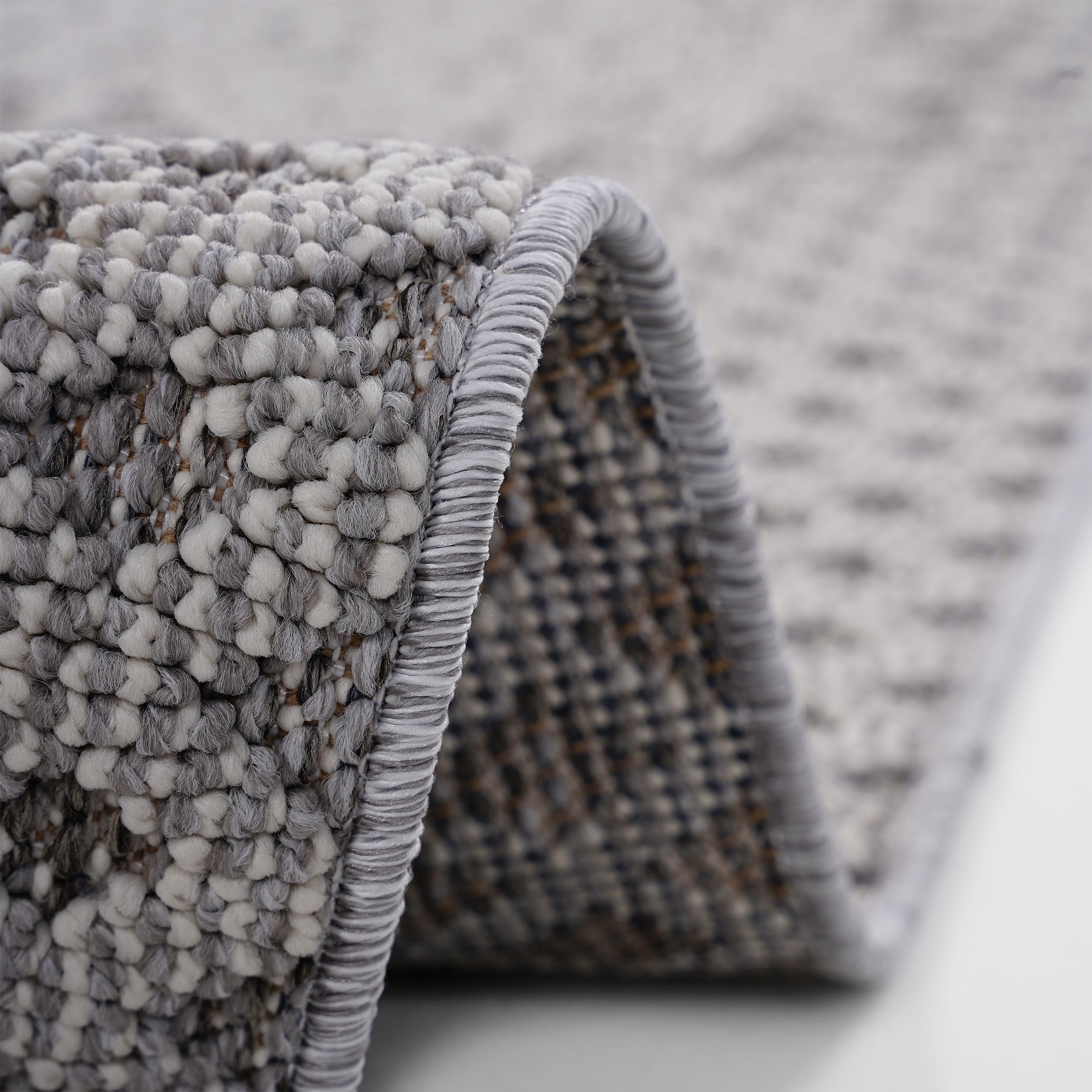 Guros Collection 6x9 Indoor/Outdoor Area Rug - Stain Resistant, Non-Shedding Polypropylene Gray/White Medallion - Durable, Easy Care for Living Room, Patio, Entryway - Turkish Made, Latex-Free Cotton Backing