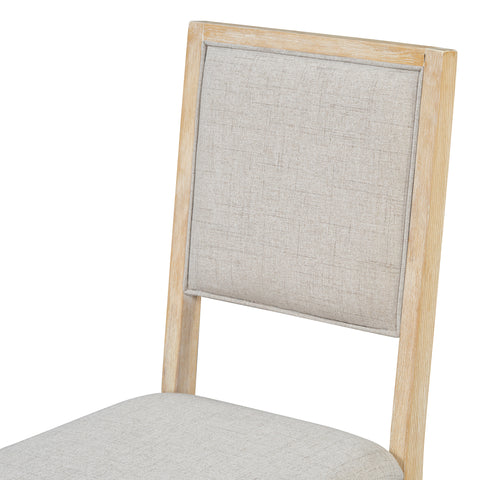 TREXM 6-Piece Retro Dining Table Set for 6, 60" Oak Veneer Wood Kitchen Table & 4 Chairs with Upholstered Bench, Natural Finish, Dining Room & Kitchen Use, Durable Rubberwood Legs