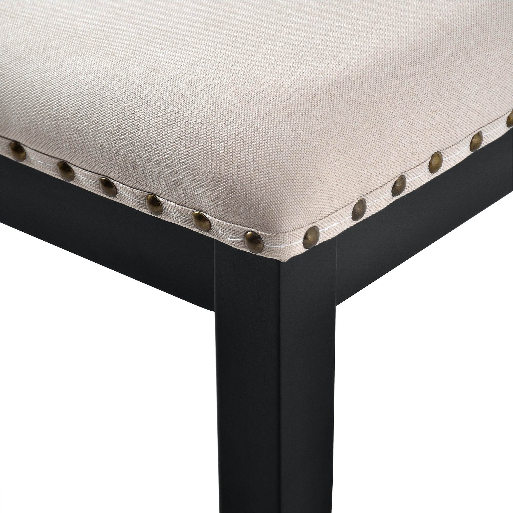 6-Piece Black Rectangular Dining Table Set for 6: 60" Solid Wood Table, 4 High-Back Tufted Upholstered Chairs &amp; Bench - Ideal for Dining Room &amp; Kitchen Gatherings