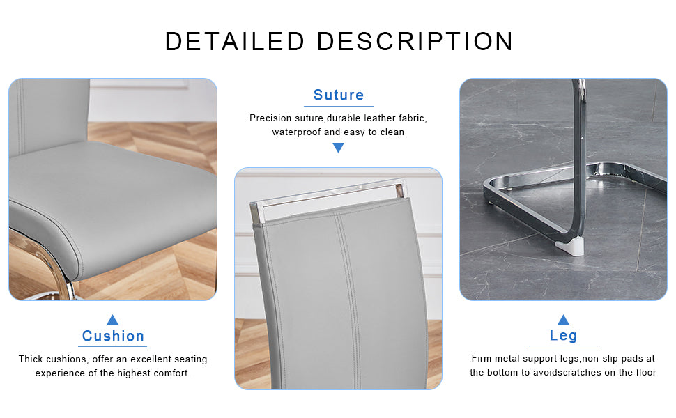 Elegant 8-Seater Dining Set: 71" Clear Tempered Glass Table &amp; 8 Light Gray PU Chairs with Silver Metal Legs for Modern Kitchens &amp; Dining Rooms