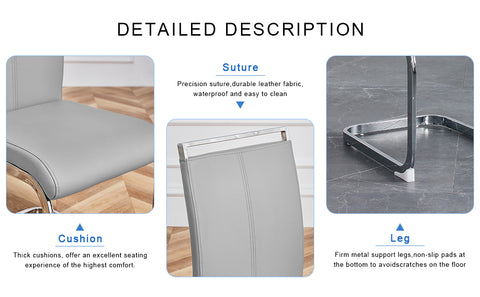 Elegant 8-Seater Dining Set: 71" Clear Tempered Glass Table &amp; 8 Light Gray PU Chairs with Silver Metal Legs for Modern Kitchens &amp; Dining Rooms