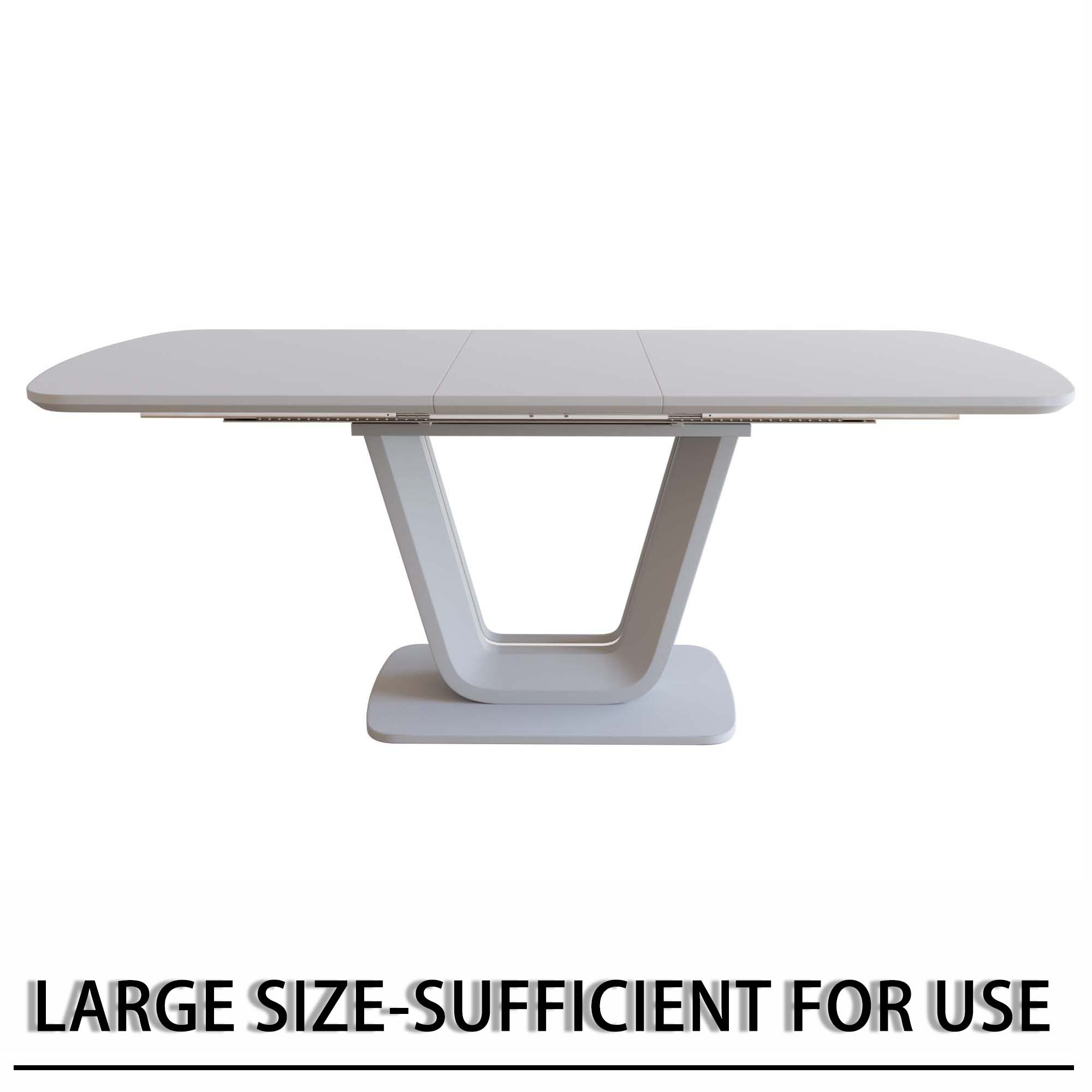 Expandable Dining Table Set for 2-8 People, 63-79" Gray MDF Kitchen Table with 4 PU Leather Padded Chairs, U-Shaped Legs, Modern Farmhouse Style for Dining Room & Living Room