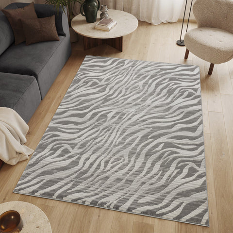 Geometrix GC_DIM1008 Gray 5'3"x7'3" Area Rug - Realistic 3D Effect, Ultra-Soft Polyester, Durable Jute Backing, 0.43" Pile, Boho/Exotic Style for Living Room &amp; High Traffic Areas, Made in Turkey