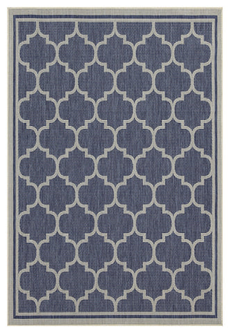 Sunshine GC Blue Trellis Indoor Outdoor Area Rug | Durable Polypropylene, Stain Resistant, Easy Clean 2'7" x 7'3" for Patio, Living Room, Entryway, Turkey