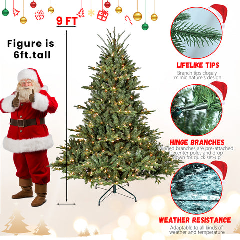 4FT Full-Shape Christmas Tree - 150 Warm White UL Lights, 673 PE/PVC Tips, Hinged Branches, Stable Metal Stand for Festive Home Decor & Spacious Living Areas