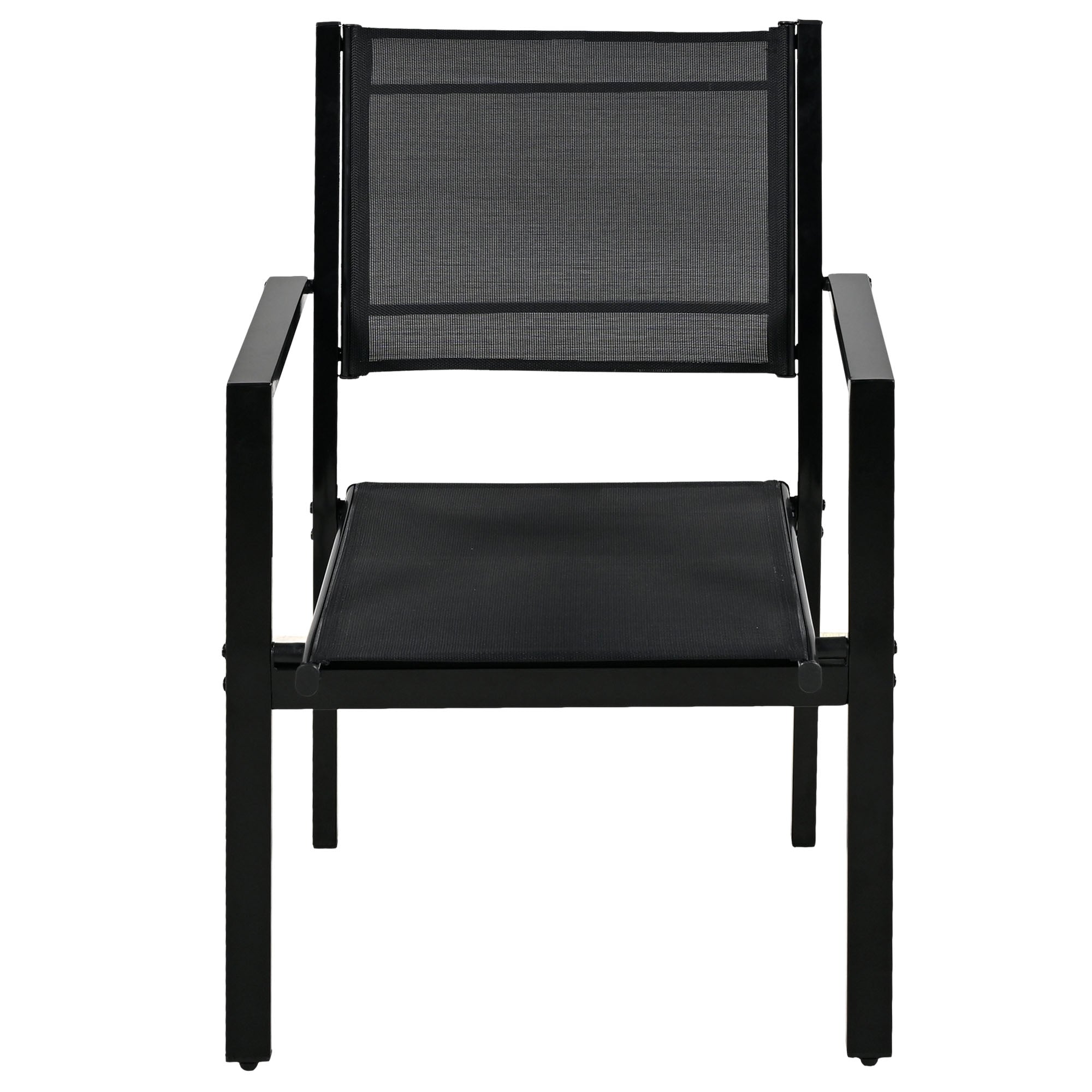 U-Style 6-Seater Outdoor Dining Set: Durable Steel Patio Furniture, Modern Black Balcony & Backyard Table & Chairs, 58.3" W, Easy Assembly, Residential Use