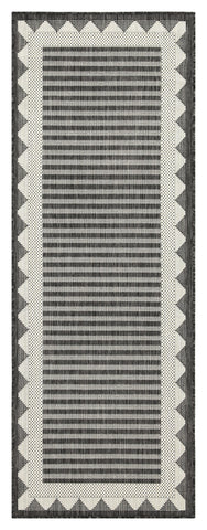 Sunshine GC_HAR2014 Anthracite 7'10"x10'3" Indoor/Outdoor Area Rug - Stain-Resistant Polypropylene for Patio, Deck, Living Room - Easy Clean, Durable Flatweave, Made in Turkey