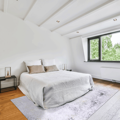 MAVAL Gold Washable Area Rug 6x9 - Soft, Durable Chenille Polyester, Gray & Gold, Non-Slip, Stain-Resistant for Living Room, Bedroom, Hallway, Kitchen