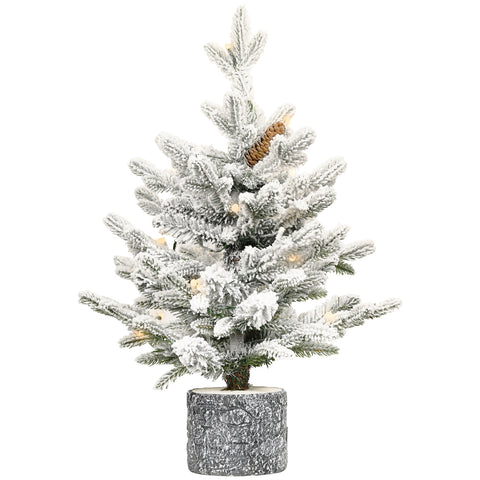 4.5FT Flocked Christmas Tree with Pot Base: 720 PE+PVC Tips, 150 Warm White LED Lights, 19 Pine Cones - Small Snow-Frosted Holiday Decor for Tabletop, Entryway, Home