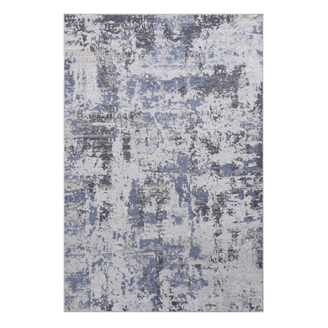PAYAS Collection 8x10 Grey/Denim Abstract Area Rug - Stain Resistant, Non-Shedding Polyester with Cotton Backing, Medium Pile for Living Room, Bedroom, Home Office