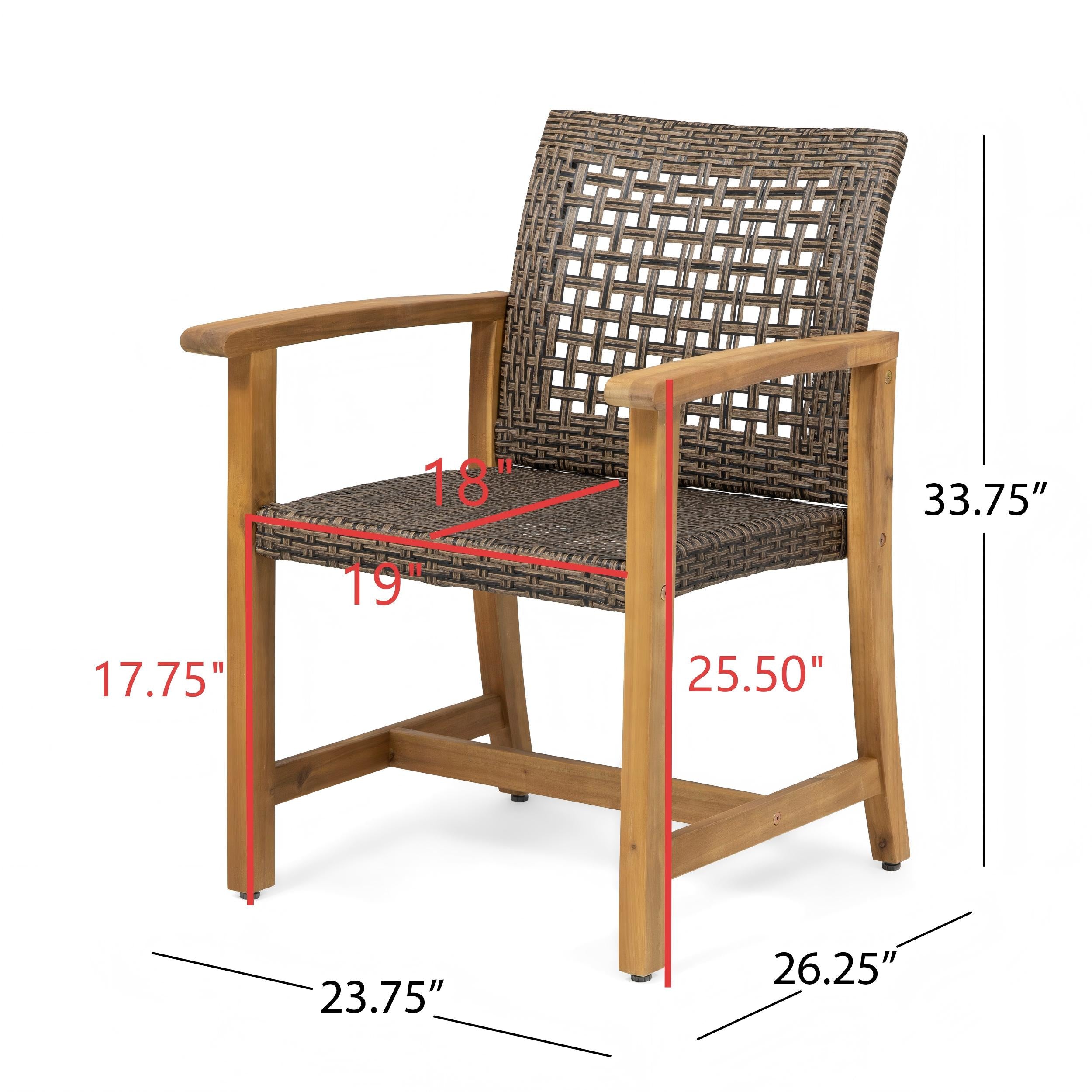 5-Piece Outdoor Patio Dining Set: 63" Acacia Wood Slatted Table & 4 Mix Mocha PE Rattan Chairs with Teak Wood Frames – Durable, Stylish & Easy Assembly for Garden & Backyard Gatherings