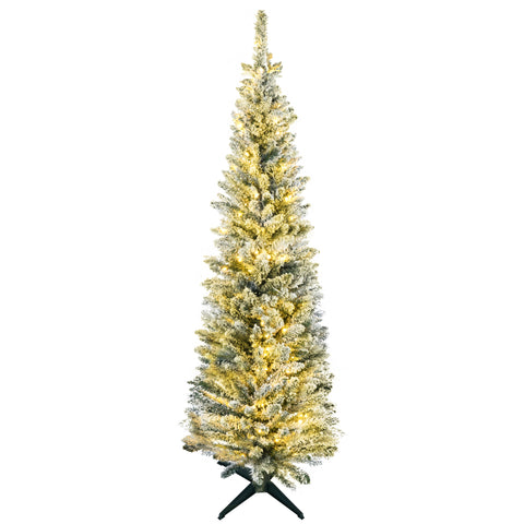HOMCOM 6ft Slim Noble Fir Artificial Christmas Tree - Pre-Lit 170 Warm White LEDs, 390 Tips, Realistic Green Plastic, Indoor Home Decor