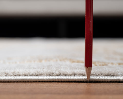 Elegance GC_CNC6004 Beige 5'3" x 7'3" Area Rug | Modern Polyester Artistry for Living Room, Dining Room, Entryway | Low Pile, Durable Jute Backing, Easy Care | Turkish Made