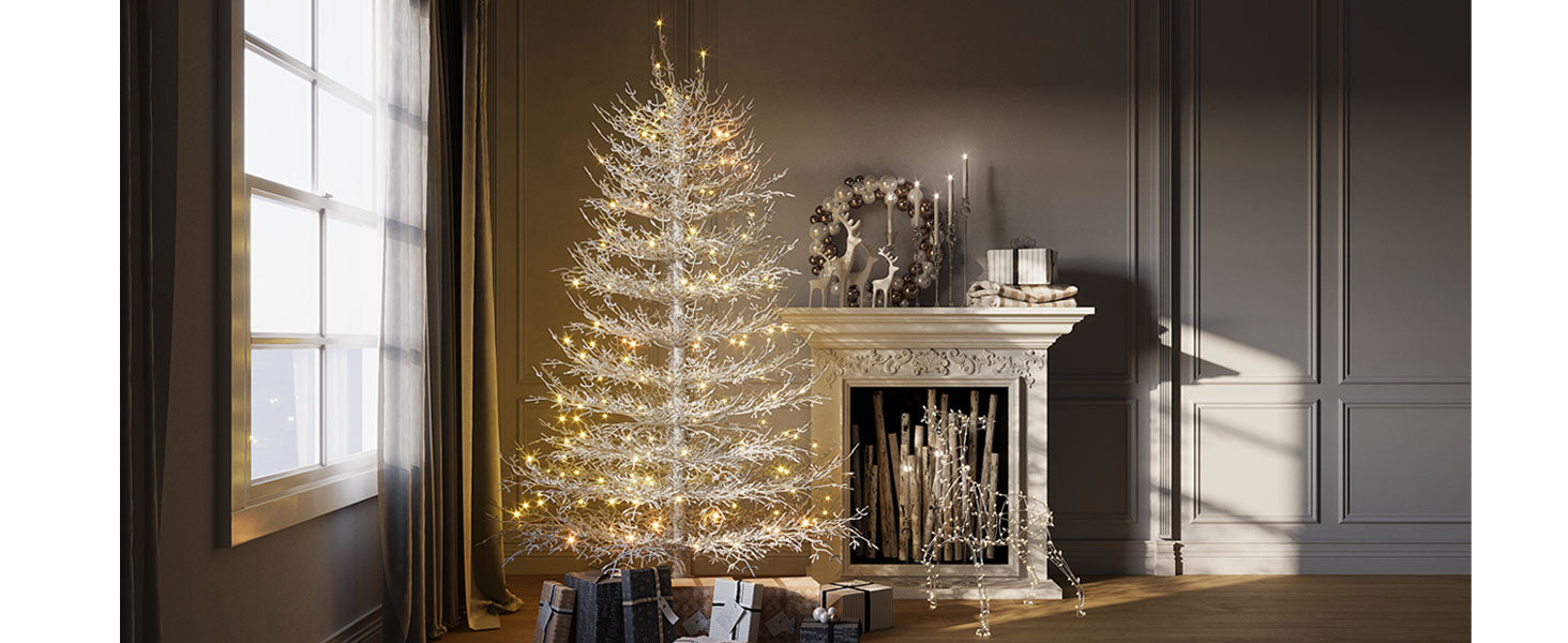 6FT Snow Flocked Aspen Fir Artificial Christmas Tree | Hinged Design with 623 Lush PE Tips & 420 Warm White LED Lights | Stunning Holiday Decor for Home & Party