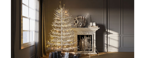 6FT Snow Flocked Aspen Fir Artificial Christmas Tree | Hinged Design with 623 Lush PE Tips & 420 Warm White LED Lights | Stunning Holiday Decor for Home & Party