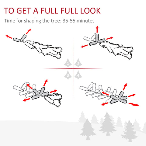 HOMCOM 7.5ft Pre-Lit Snow-Dipped Artificial Christmas Tree | 350 LED Lights, 1075 Tips, Pine Cones &amp; Berries | Realistic PVC Green Tree for Indoor Holiday Decor