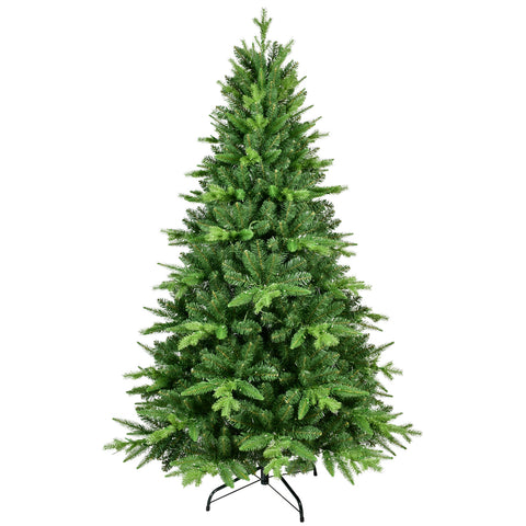 6ft Pre-Lit Christmas Tree: 350 Warm White LEDs, 1228 Realistic PE+PVC Tips, Hinged Full Artificial Xmas Tree with Metal Stand for Cozy Holiday Home Decor