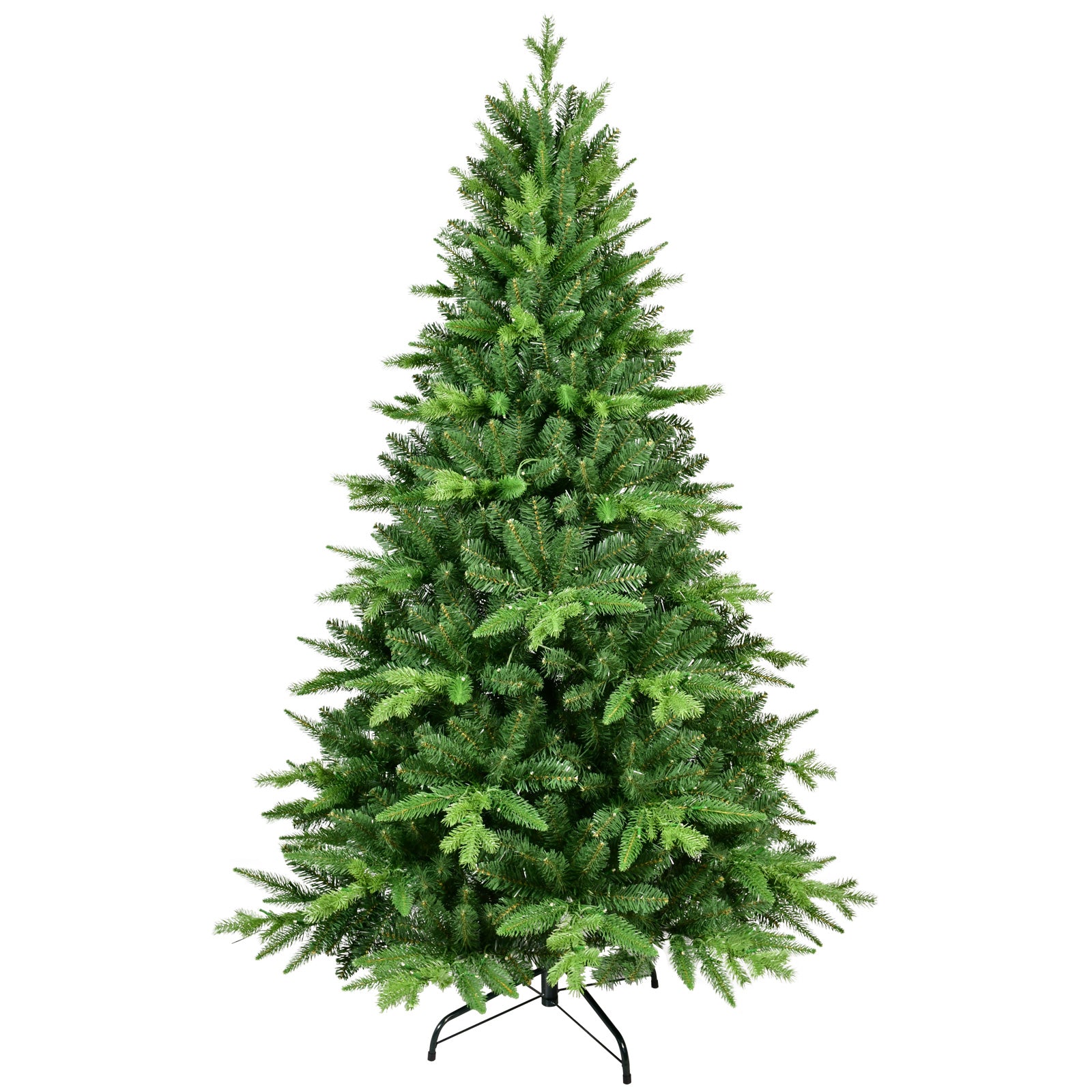8ft Pre-Lit Christmas Tree: 600 Warm White LEDs, 2268 Realistic PE+PVC Tips, Hinged Full Artificial Xmas Tree with Metal Stand for Indoor Holiday Home Decor