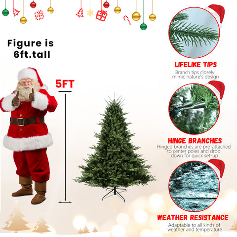 7.5FT Full-Shaped Christmas Tree - 2441 Lush PE/PVC Mixed Tips, Hinged Branches, Wide Base for Large Spaces, Durable Metal Stand, Realistic Green Holiday Decor for Home &amp; Office