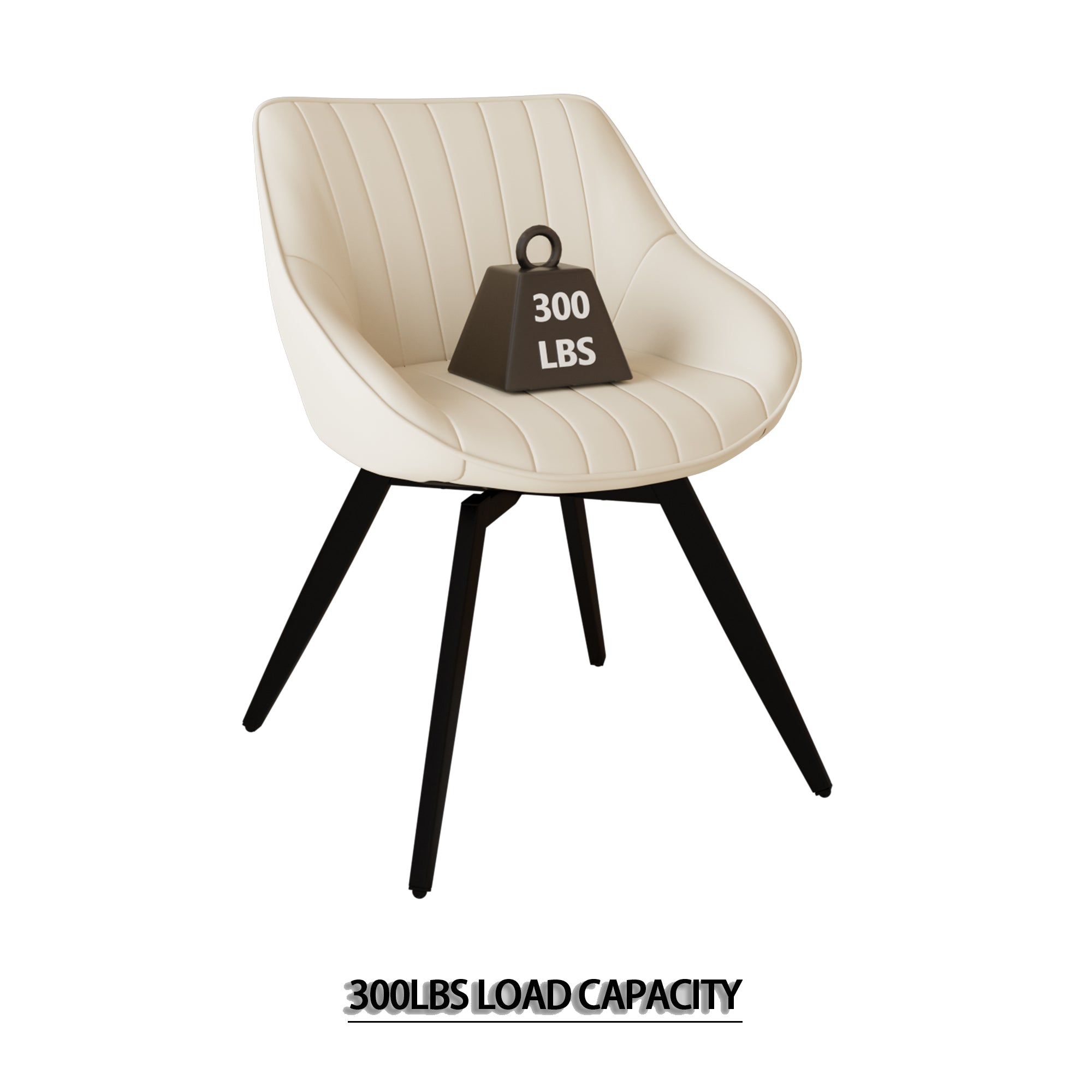 63" Medieval Modern Cream MDF Dining Table Set with 6 Beige PU Leather Chairs, Black Metal Legs, Ergonomic Design for Kitchen & Home Dining Room