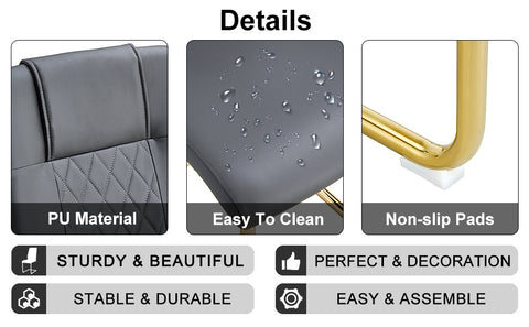 Modern Minimalist Dining Table Set with Imitation Marble Glass Top &amp; U-Bracket Legs - Seats 4-8 - Black &amp; Gold MDF - Perfect for Dining &amp; Living Rooms