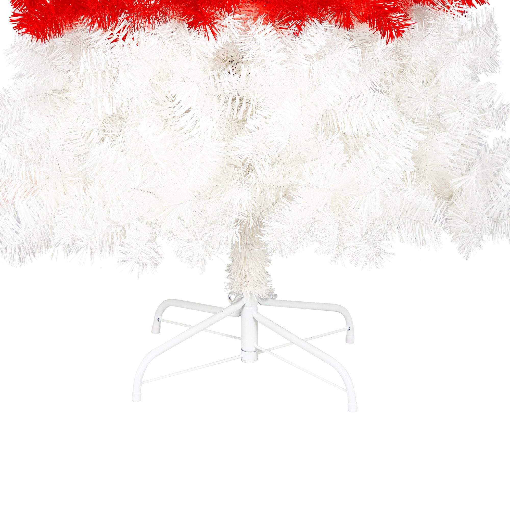 6FT Whimsical Santa Hat Christmas Tree | 1050 PET Tips | Pre-Lit 300 Cold White LEDs | Red & White | Indoor Holiday Decor