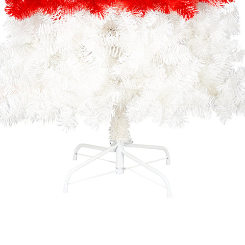 6FT Whimsical Santa Hat Christmas Tree | 1050 PET Tips | Pre-Lit 300 Cold White LEDs | Red & White | Indoor Holiday Decor