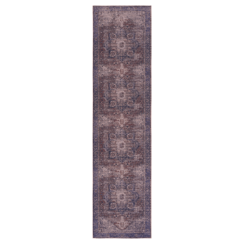 MAVAL Burgundy Washable Runner Rug 2'6" x 10' - Soft, Stain-Resistant, Non-Slip Polyester & Chenille for Hallway, Kitchen, Living Room (Turkey)