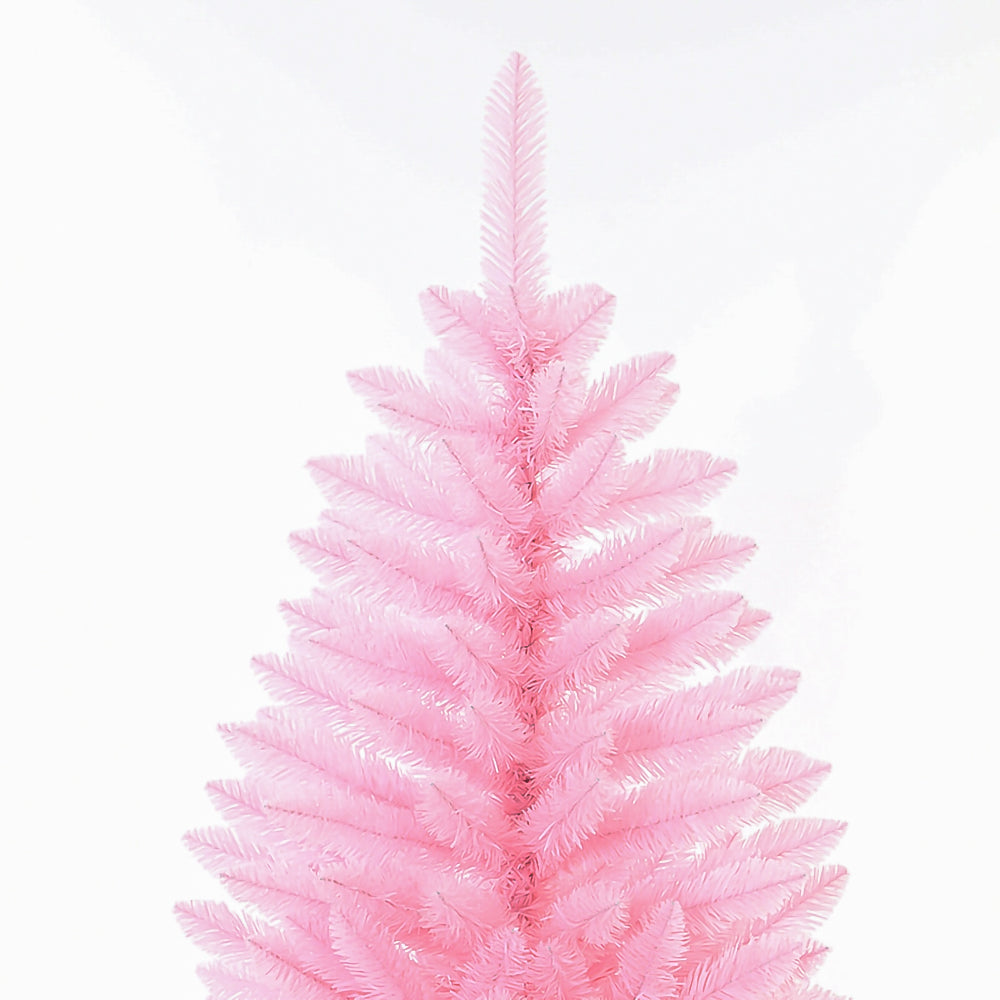 6FT Slim Pink Pencil Christmas Tree - Flame-Resistant PVC, Sturdy Metal Base, Easy Assembly for Apartments, Offices &amp; Holiday Decor