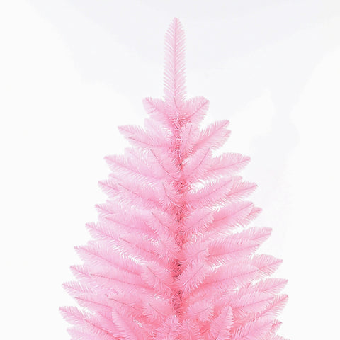 6FT Slim Pink Pencil Christmas Tree - Flame-Resistant PVC, Sturdy Metal Base, Easy Assembly for Apartments, Offices &amp; Holiday Decor