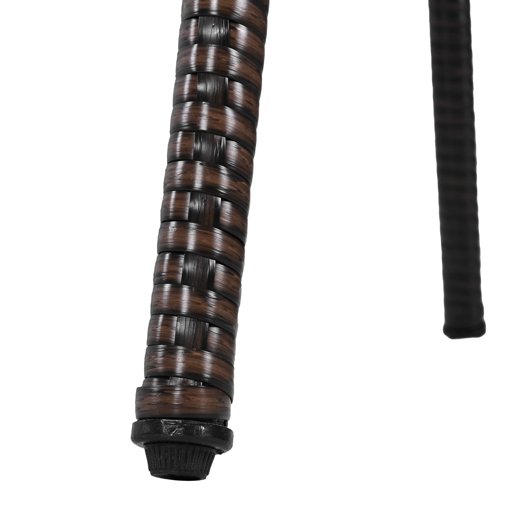 3-Piece Brown Rattan Outdoor Chat Set: 2 Swivel Rocker Chairs &amp; Glass Top Table for Garden Patio Balcony, Weather-Resistant Wicker Seating Group with Cushions