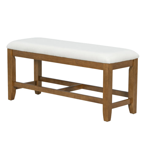 TOPMAX Farmhouse 76" Extendable Dining Table Set for 6: Dark Brown Solid Wood Trestle Kitchen Table w/ 18" Removable Leaf, Upholstered Chairs & Bench for Dining Room