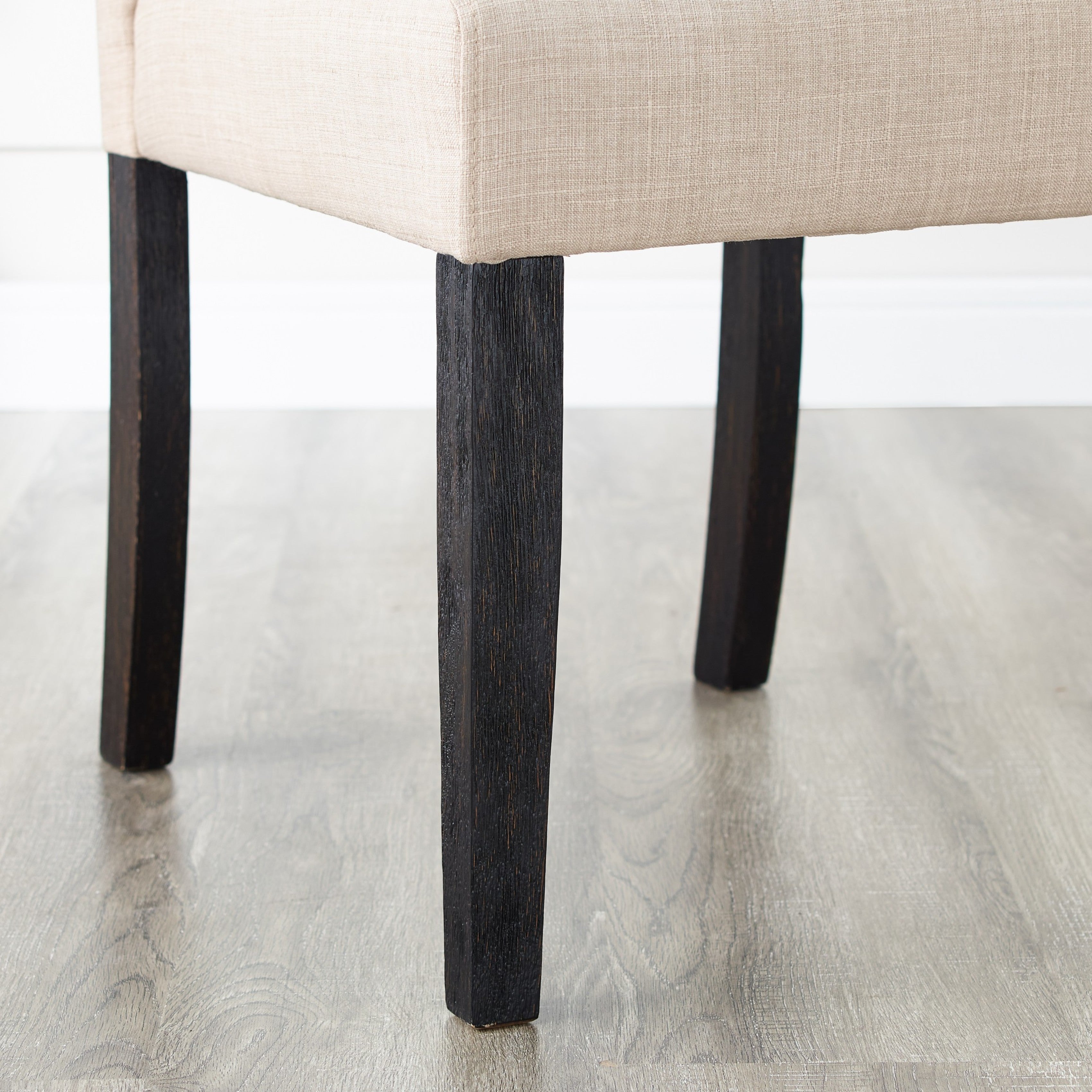 Leviton Urban Style Dark Wash Wood Dining Set: 5-Piece Rectangular Table, 4 Padded Chairs & Bench for Dining Room | Solid Rubberwood Frame, Black Legs, Button Tufted Fabric Seats | 65" W Table