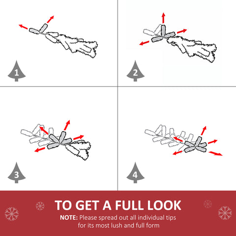 HOMCOM 6ft White Douglas Fir Artificial Christmas Tree | 250 Warm White LEDs, 1000 Tips | Realistic Faux Pine for Festive Home Decor | Easy Assembly, Stable Metal Base