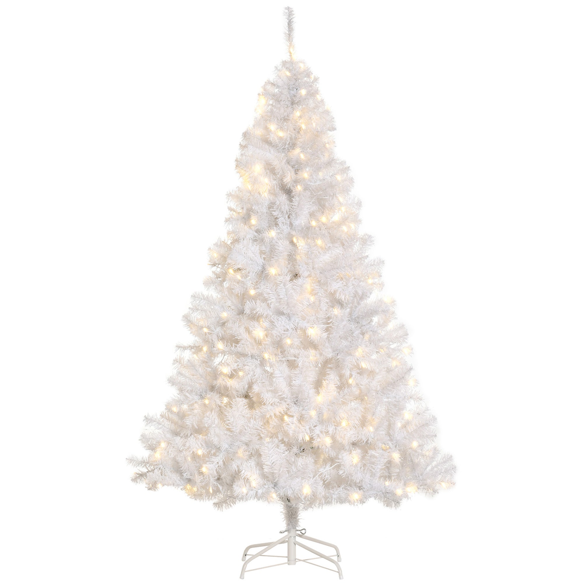 HOMCOM 6ft White Douglas Fir Artificial Christmas Tree | 250 Warm White LEDs, 1000 Tips | Realistic Faux Pine for Festive Home Decor | Easy Assembly, Stable Metal Base