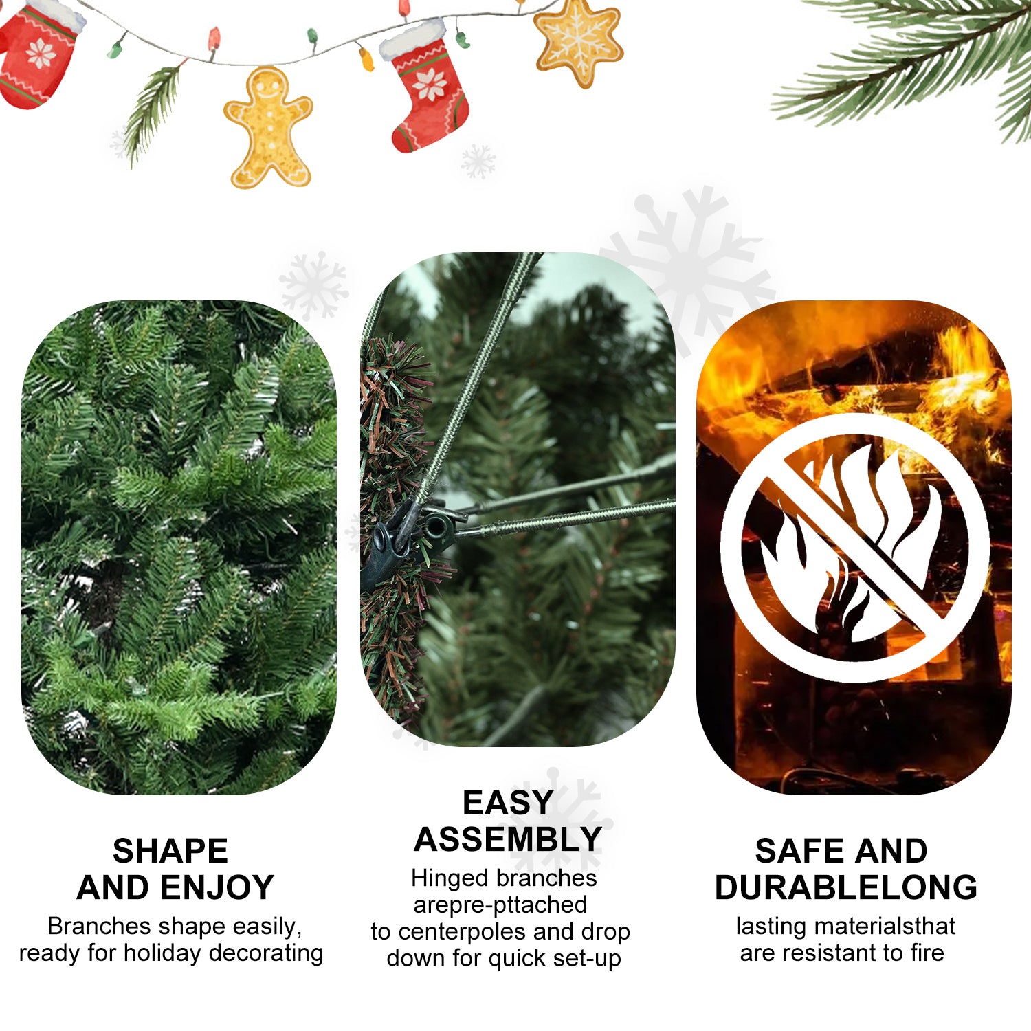 7.5FT Green PVC+PE Christmas Tree - Lush & Full Hinged Tree with 2856 Realistic Mixed Needles, Easy Assembly, Sturdy Metal Stand for Festive Holiday Decor